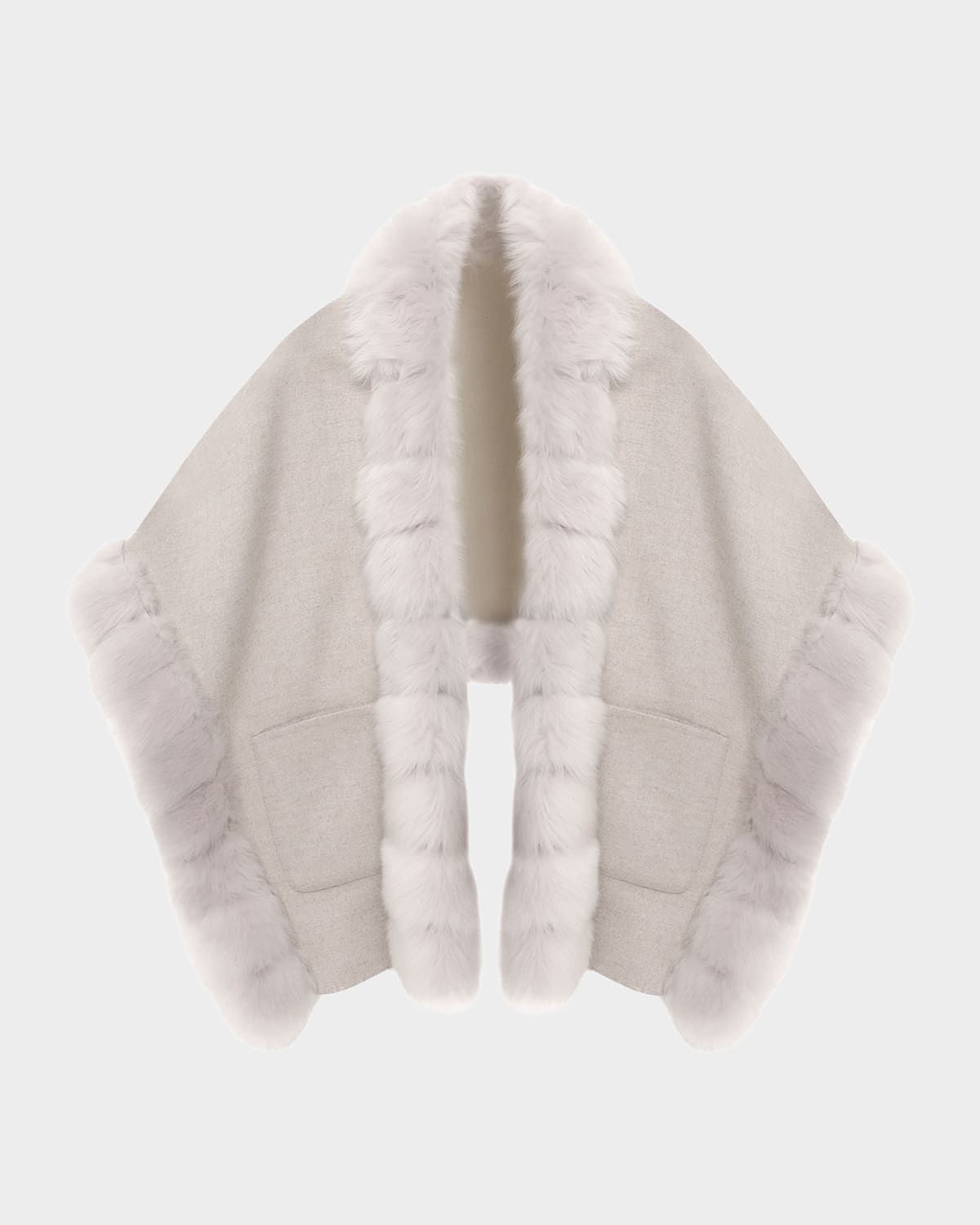 Reversible Loro Piana Cashmere-Wool Shawl with Merinillo Lamb Shearling Trim