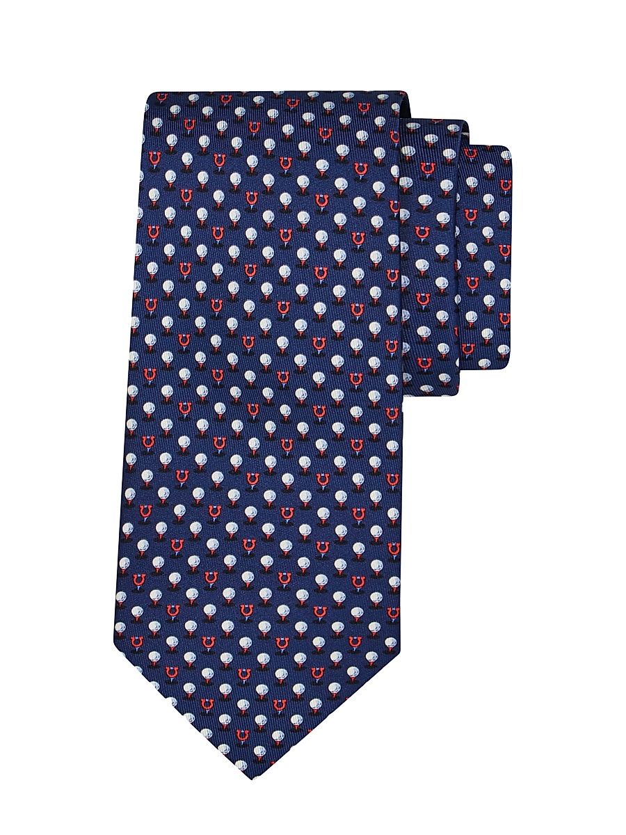 Men's Albatross Golf Silk Tie - Blue Scuro Rosso