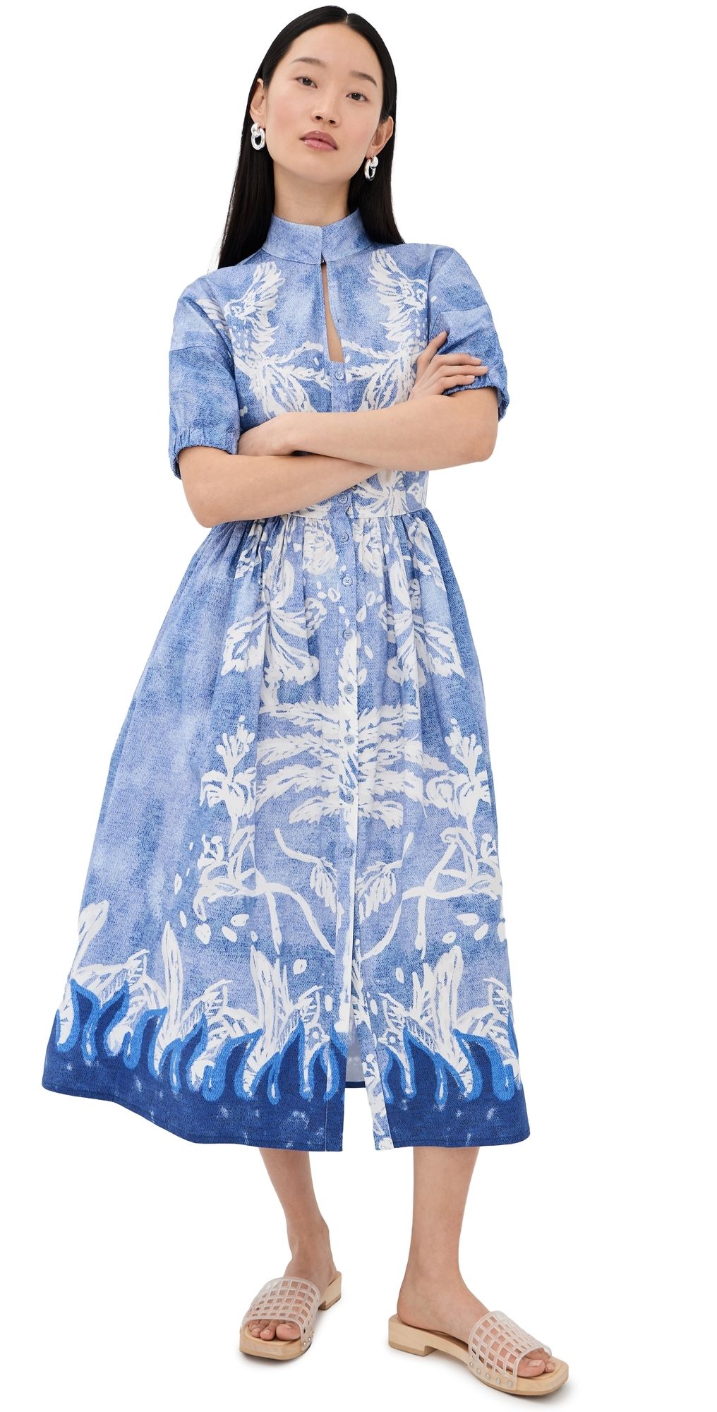 Stella Jean Printed Dress Blue Palm 42