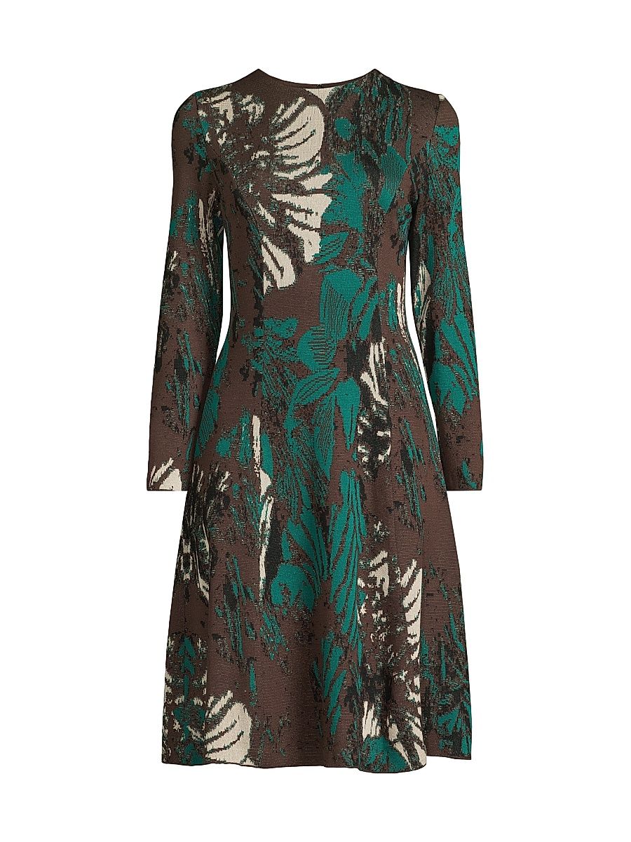 Women's Missy Floral A-Line Knee-Length Dress - Everest Dark Umber Black - Size Medium