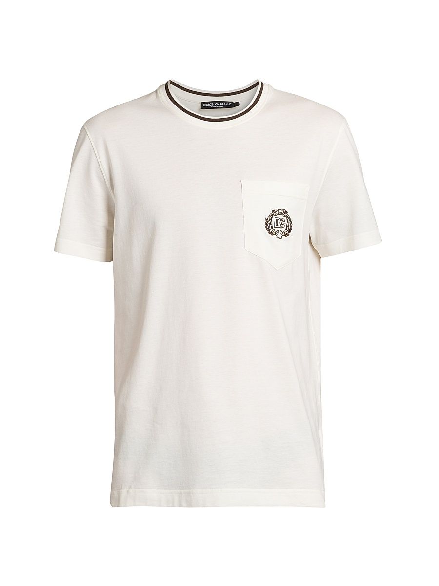 Men's Logo Cotton Crewneck T-Shirt - Bianco Naturale - Size 46