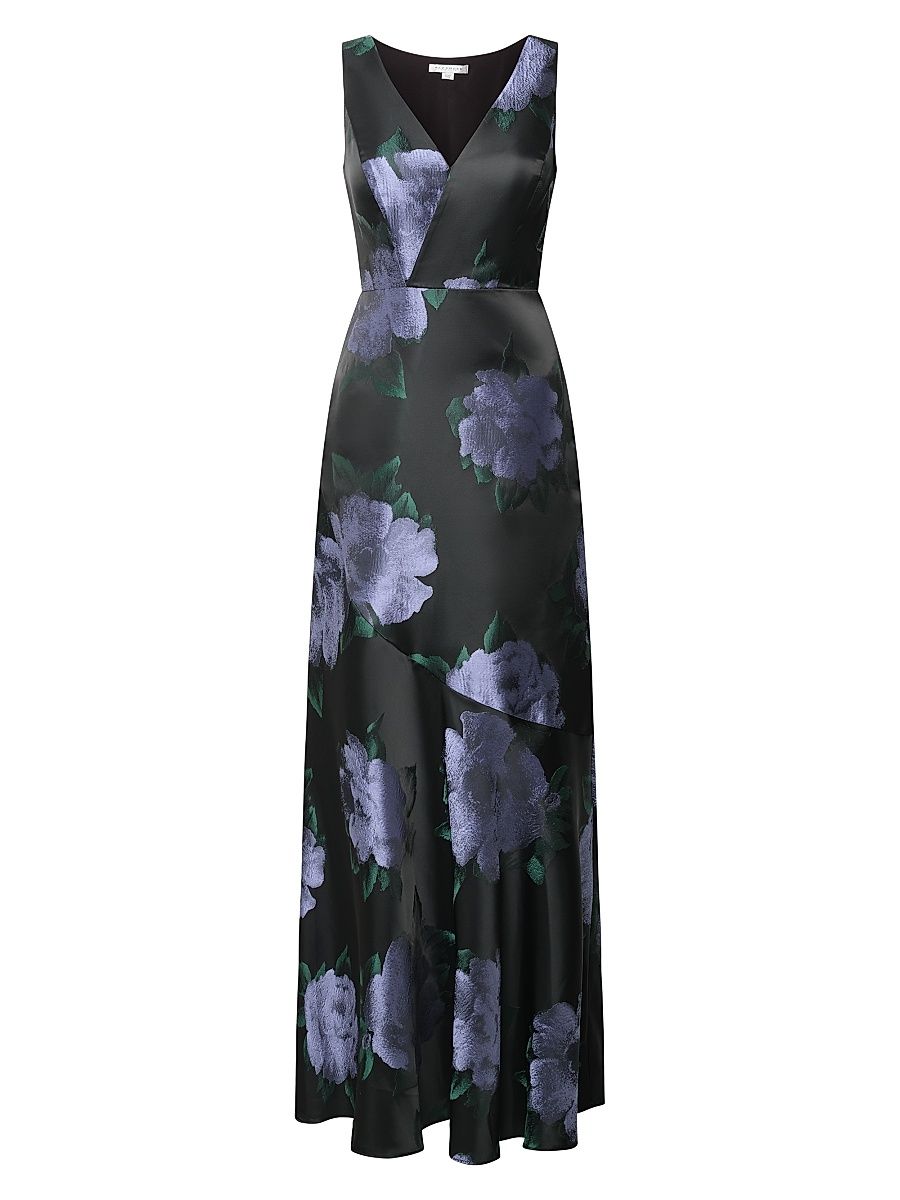 Women's Athena Floriana Jacquard A-Line Gown - Black - Size 16