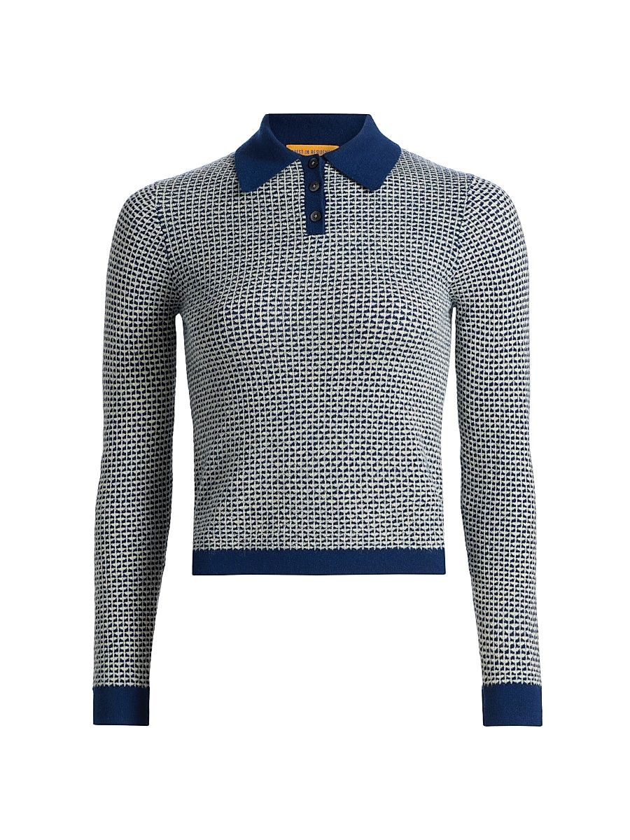 Women's Pique Shrunken Polo Top - Navy Combo - Size XL