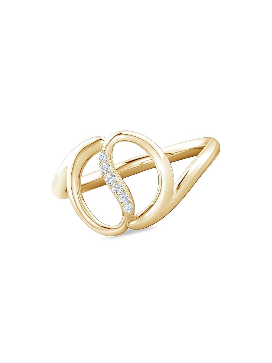 Women's Shangri-La: Yin Yang 14K Gold & Diamond Bypass Ring - Yellow Gold - Size 7