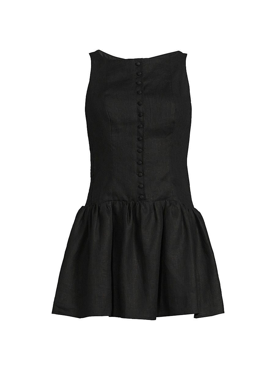 Women's Blair Button-Front Minidress - Black - Size Large