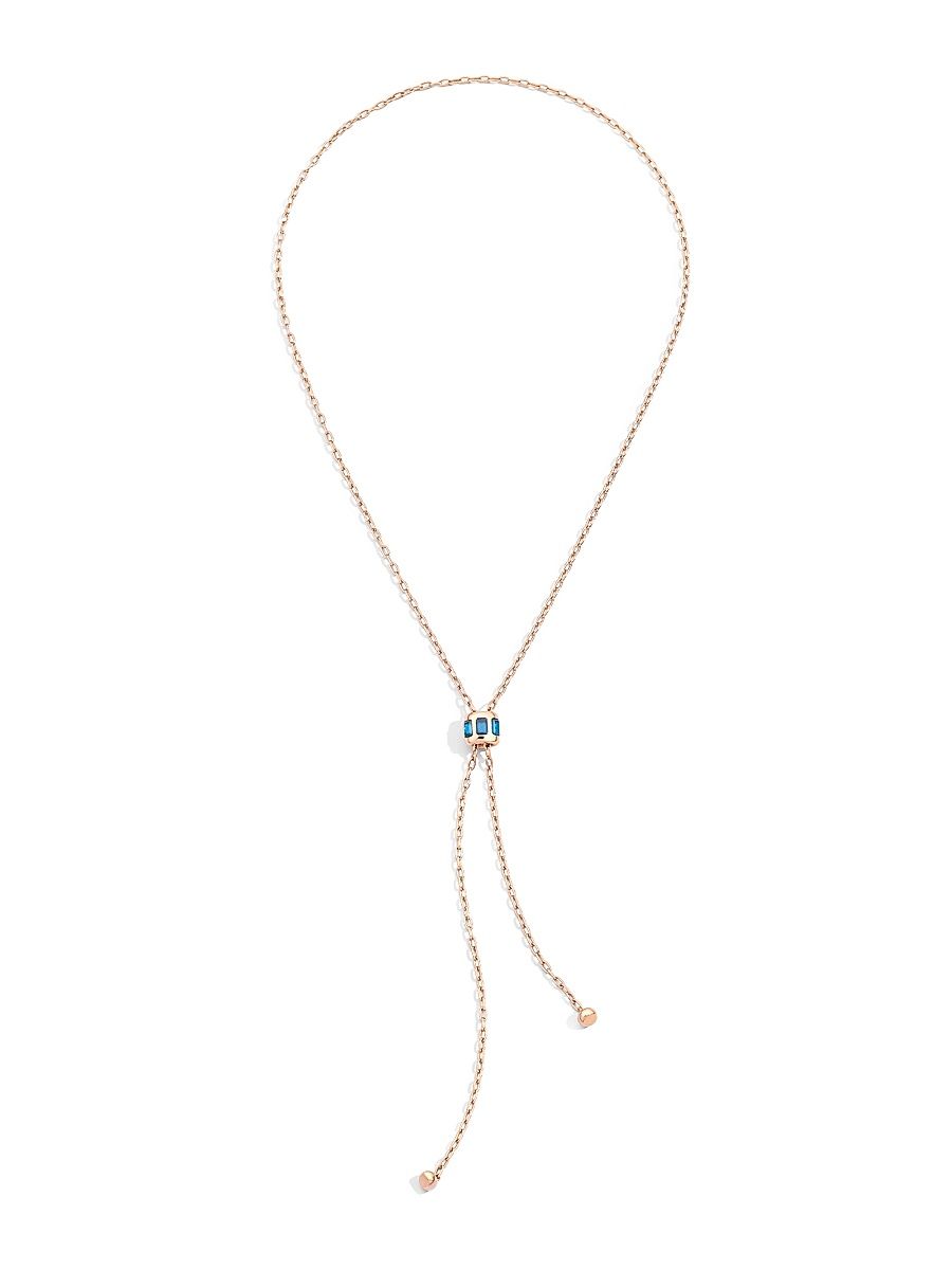 Women's Iconica 18K Rose Gold & London Blue Topaz Lariat Necklace - Rose Gold