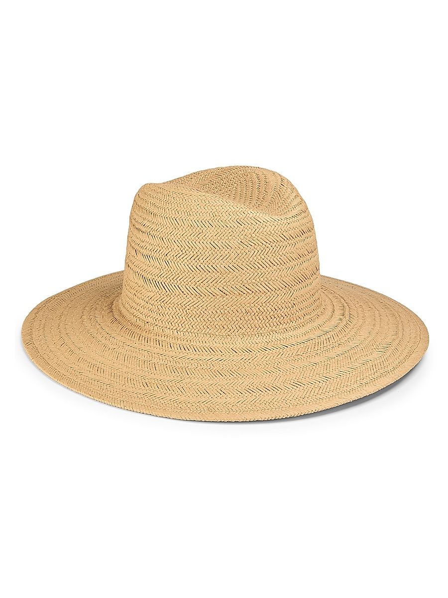 Women's Herringbone Weave Straw Panama Hat - Camel - Size Small