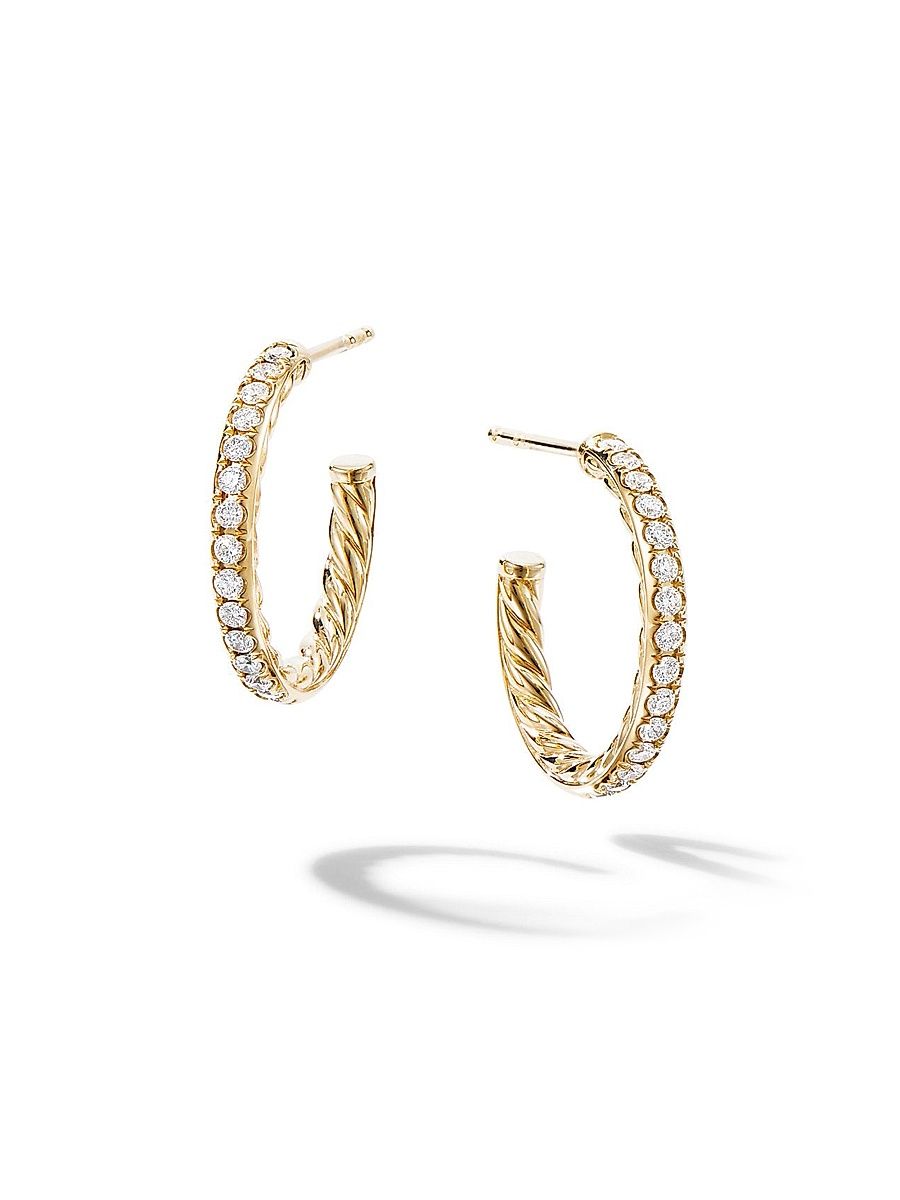Women's Pavé Hoop Earrings in 18K Yellow Gold - Diamond