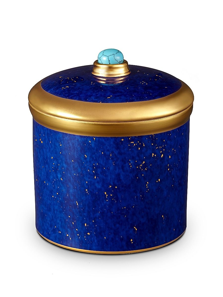 Lapis-Look Limoges Porcelain & 24K Gold Candle