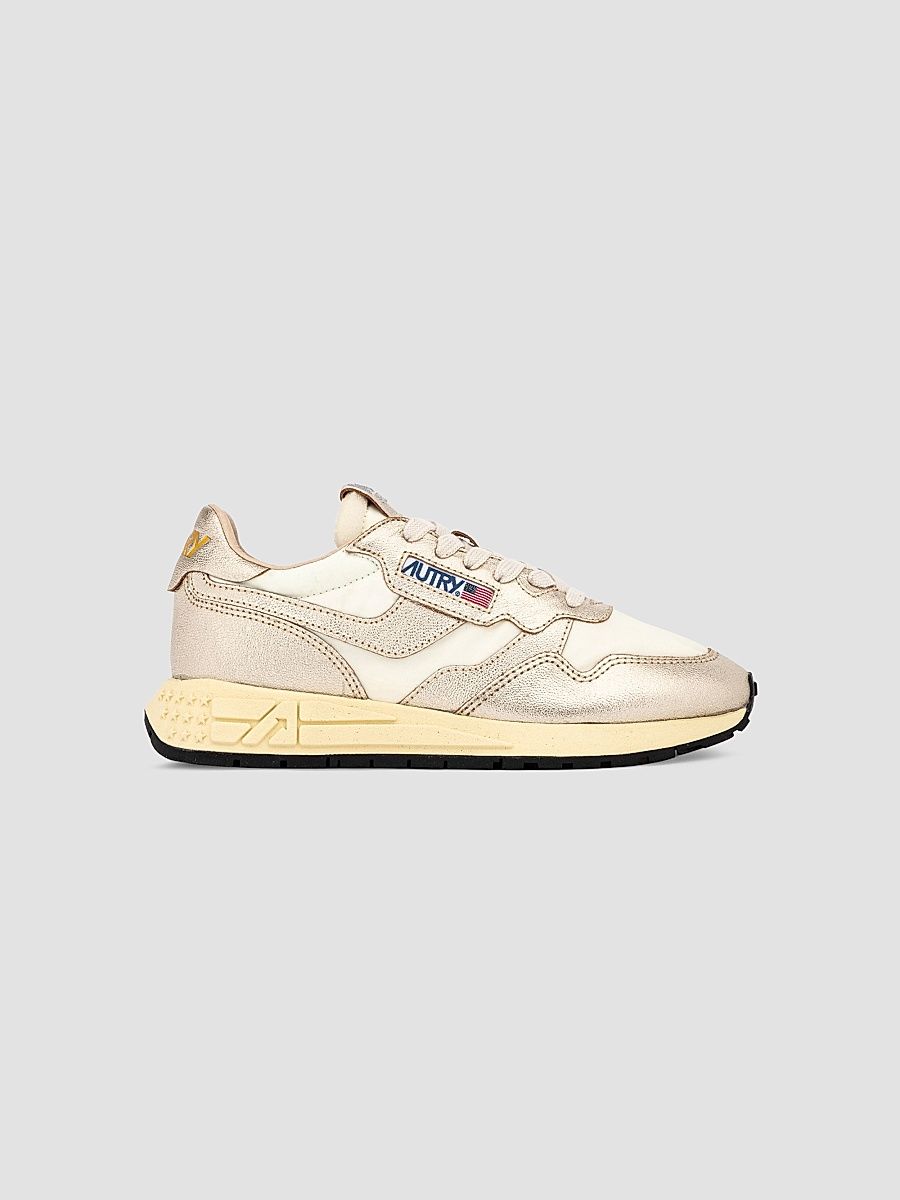 Women's Reelwind Logo Leather Sneakers - White Gold - Size 11