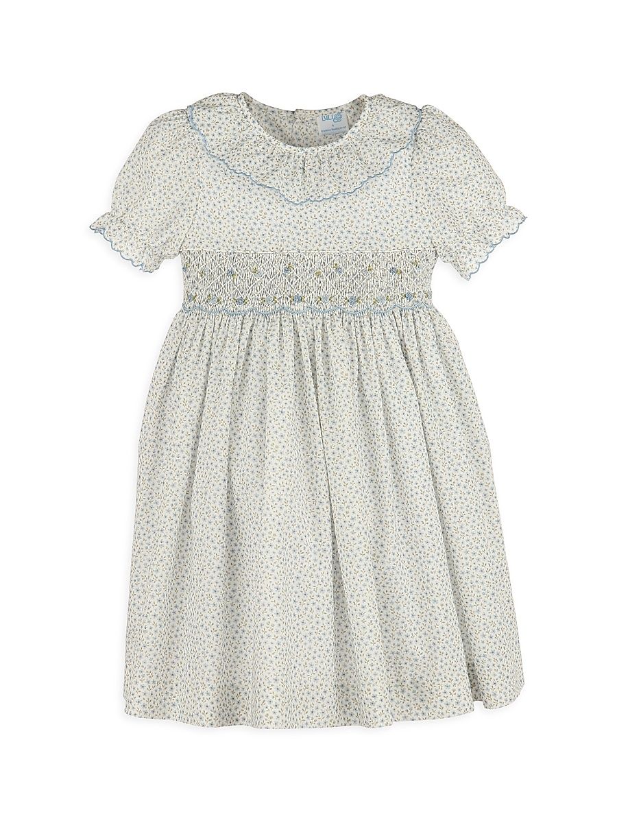 Little Girl's Floral Cotton Short-Sleeve Dress - Blue - Size 6