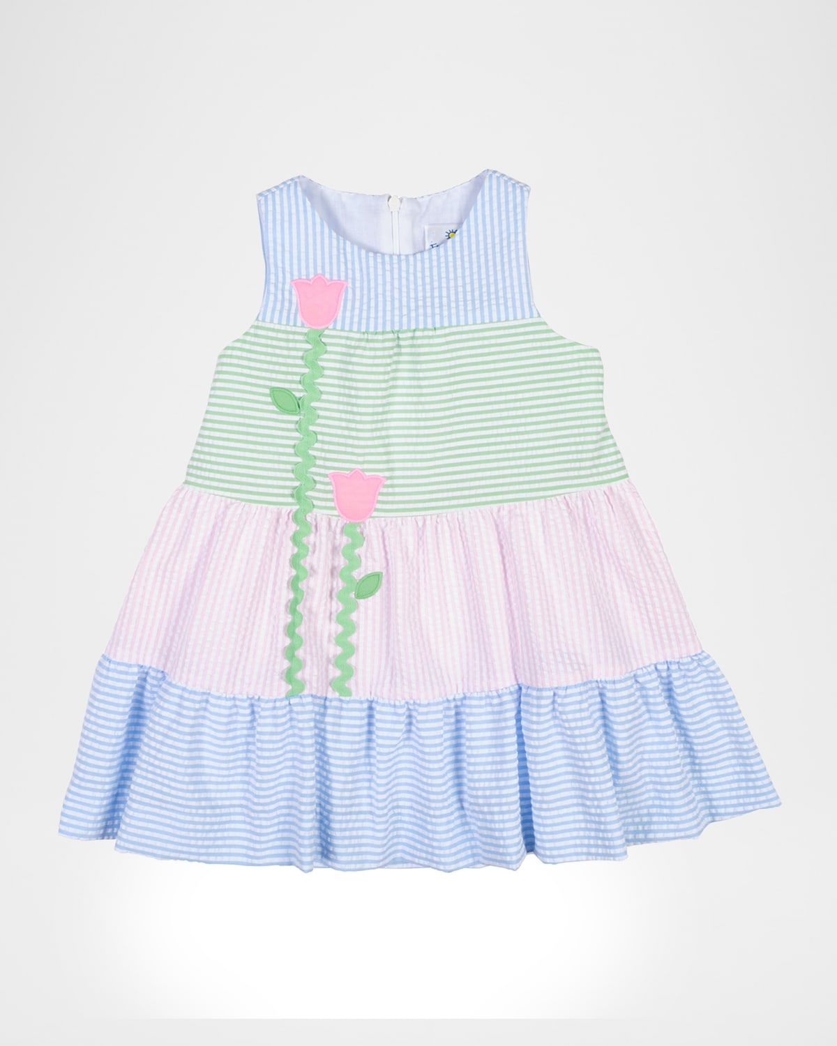 Girl & apos;s Tulip Sleeveless Seersucker Dress, Size 2T-6