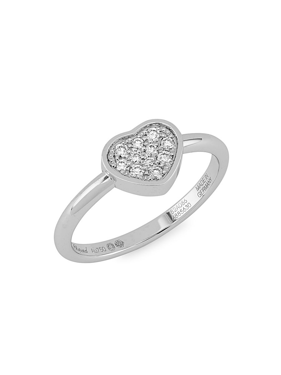 Women's My Happy Hearts 18K White Gold & Diamond Ring - Size 6.5