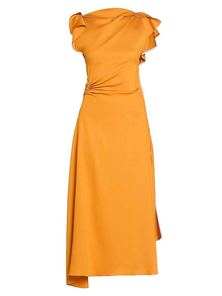 Women's Draped Jersey Maxi Dress - Sunset Orange - Size 2