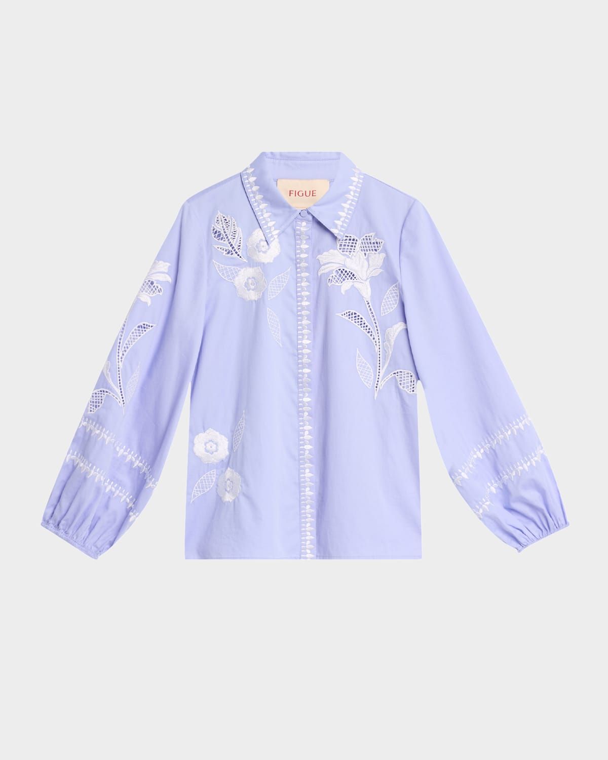 Elaine Embroidered Button-Down Top