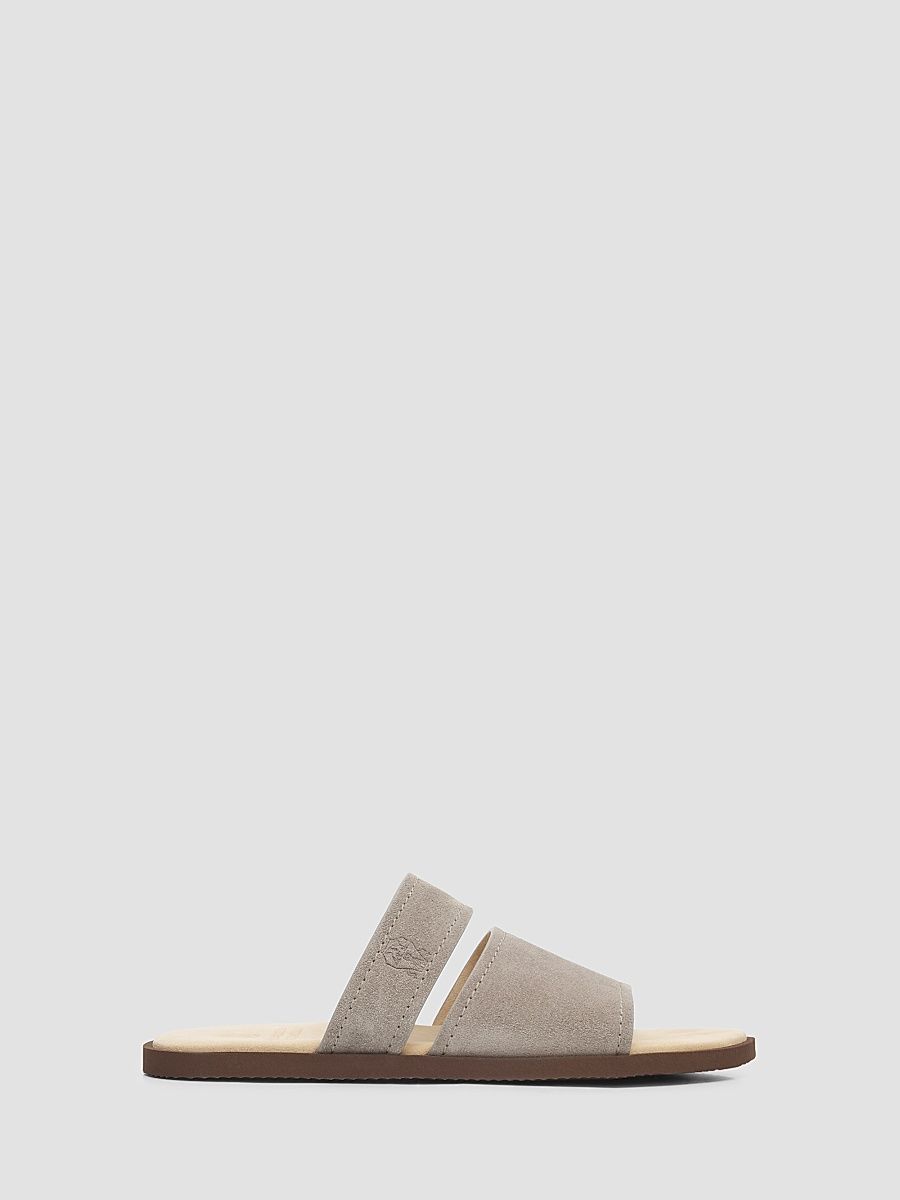 Men's Suede Open-Toe Slide Sandals - Grey - Size 13