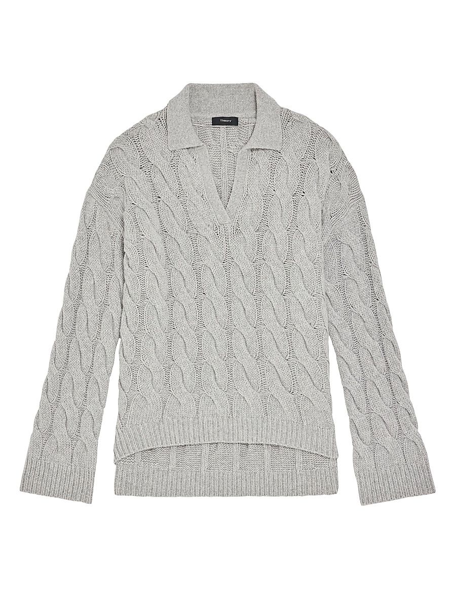 Women's Karenia Cable-Knit Sweater - Light Heather Grey - Size Medium