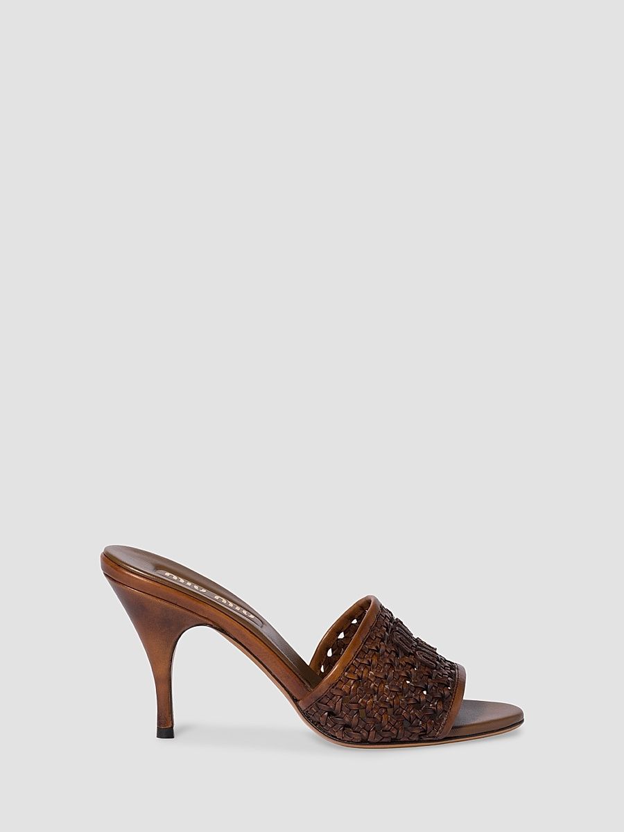 Women's Woven Leather Sandals - Brown - Size 9.5