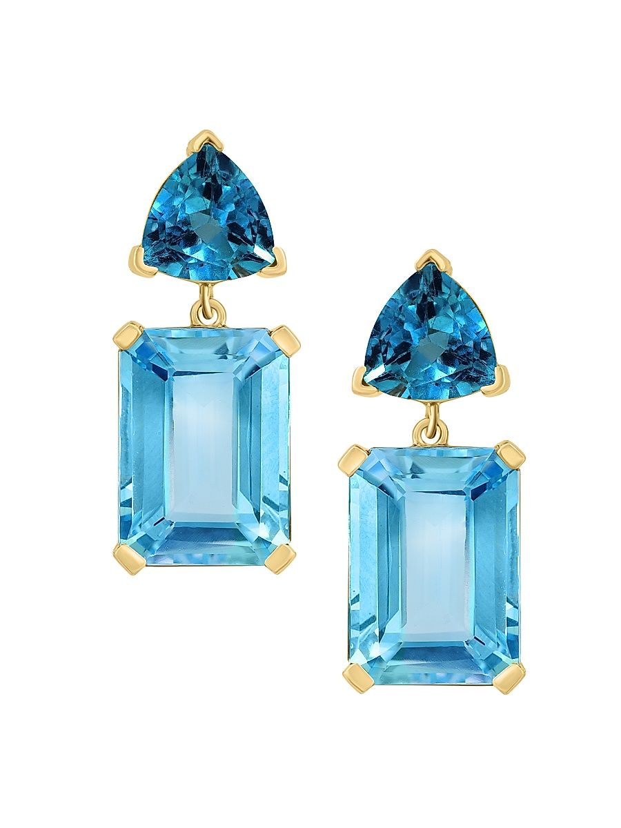 Women's 14K Yellow Gold, London Blue Topaz & Sky Blue Topaz Drop Earrings - Yellow Gold