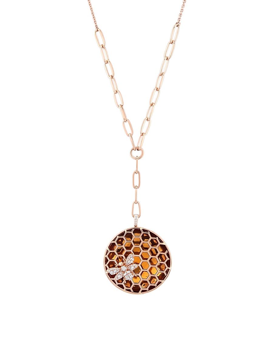 Women's Honey 14K Rose Gold & 0.38 TCW Diamond Honeycomb Necklace - Rose Gold