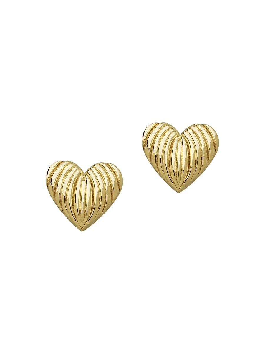 Women's Luba 18K-Yellow-Gold Vermeil Fluted Heart Stud Earrings - Yellow Gold