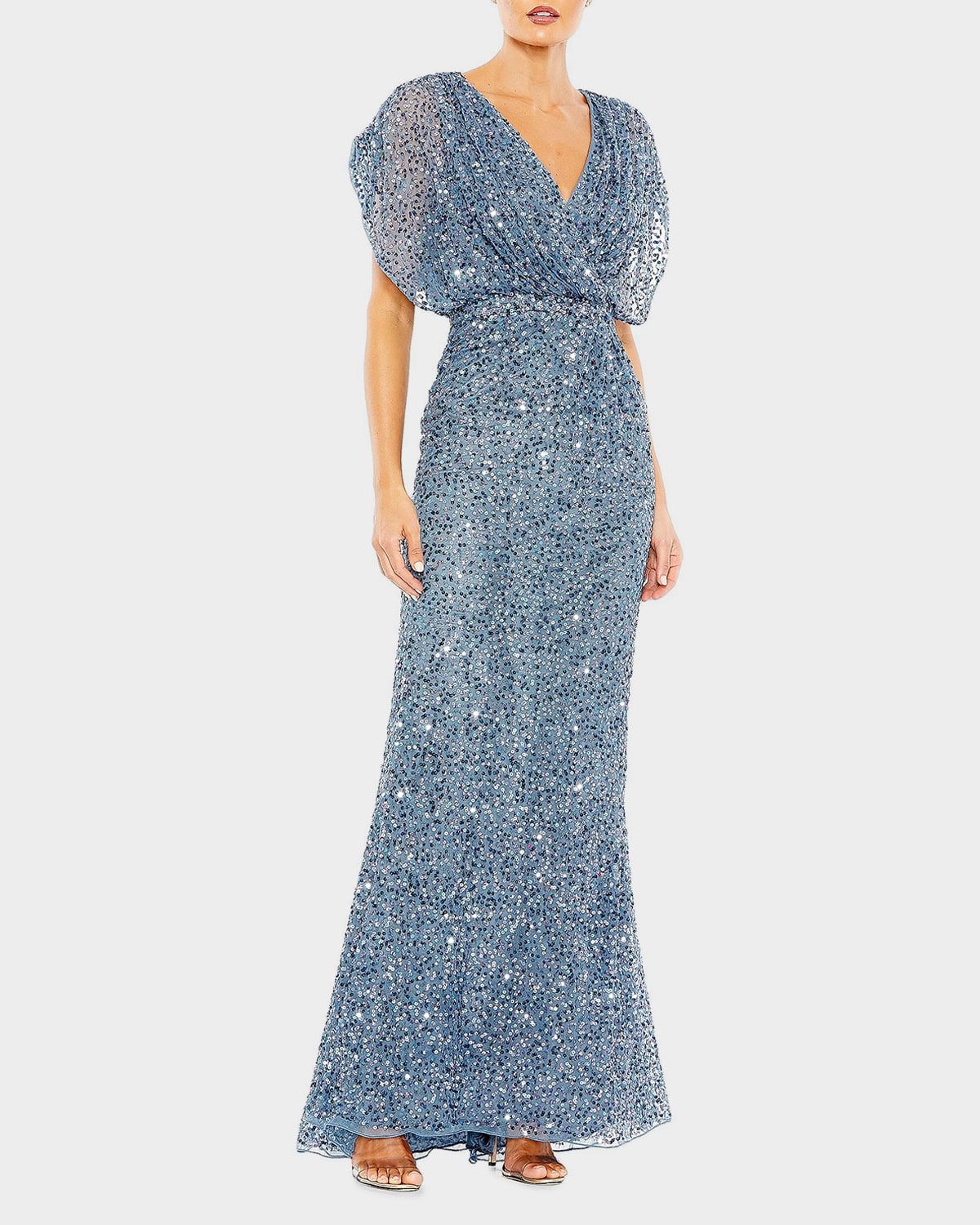 Bead & Sequin Blouson A-Line Gown