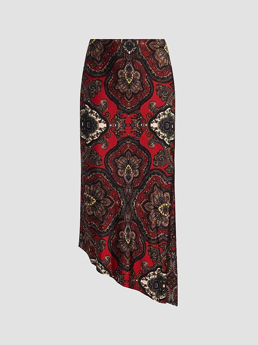 Women's Maeve Paisley Asymmetric Slip Midi Skirt - Bon Voyage Hibiscus Multi - Size 14