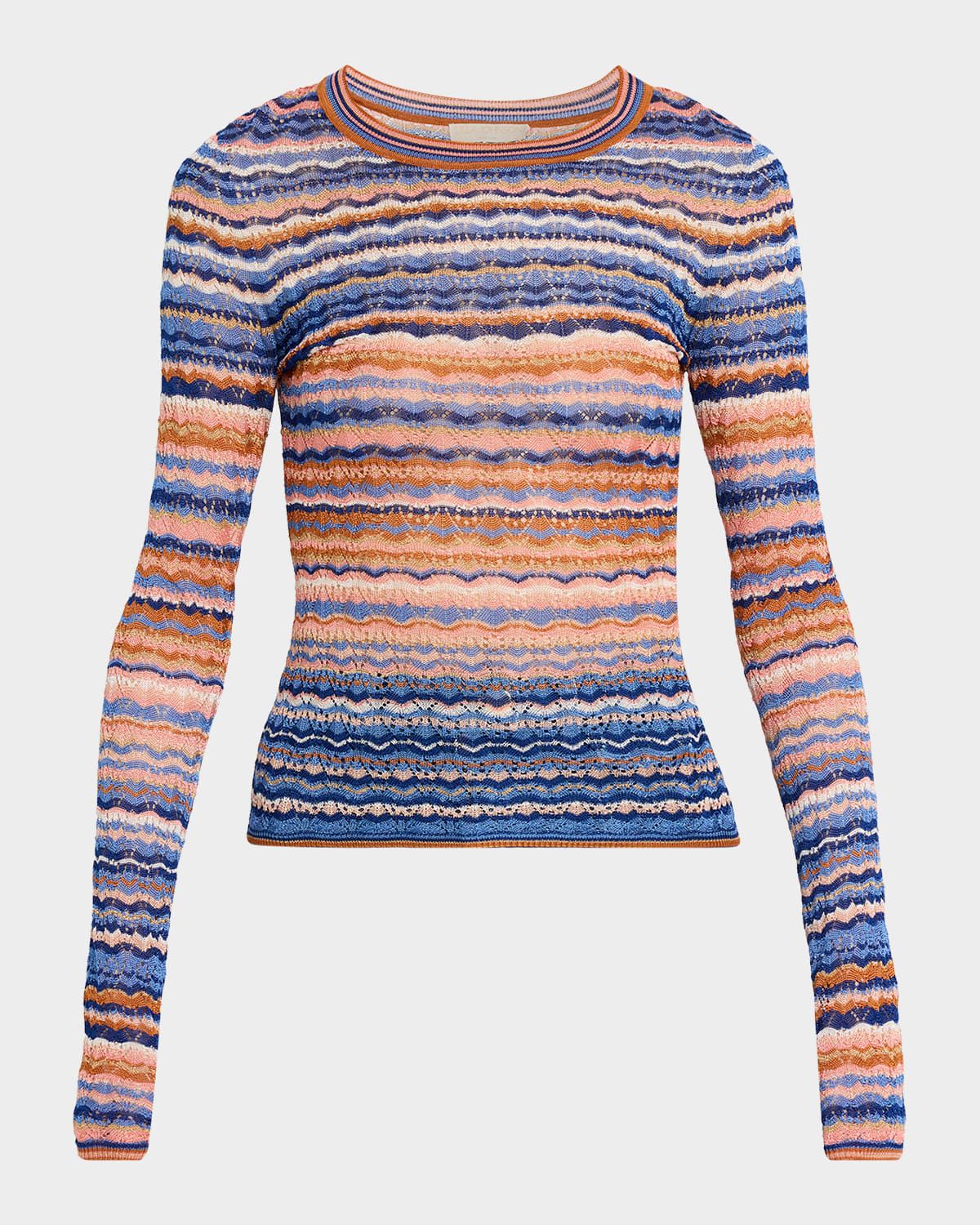 Lunaire Stripe Pointelle Knit Top