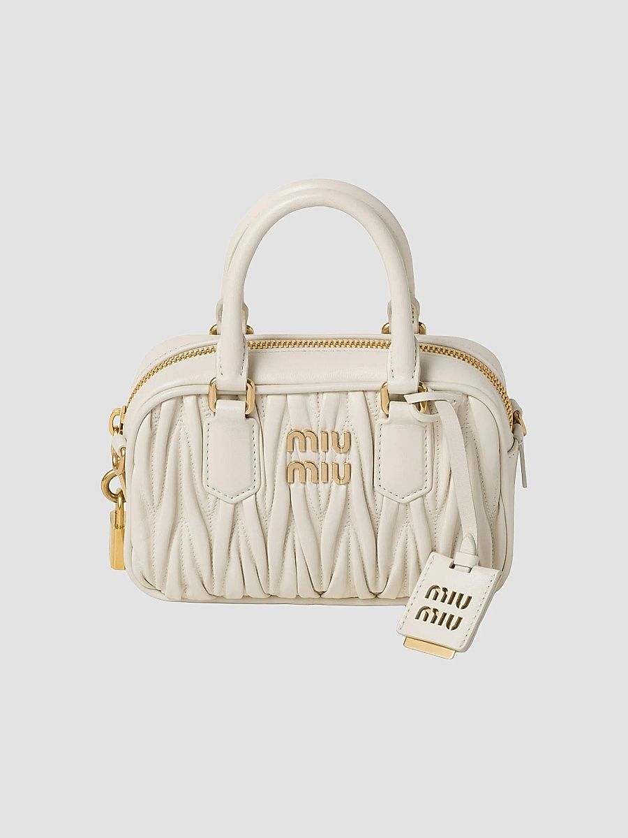 Miu Miu Women's Arcadie Matelassé Nappa Leather Bag - White