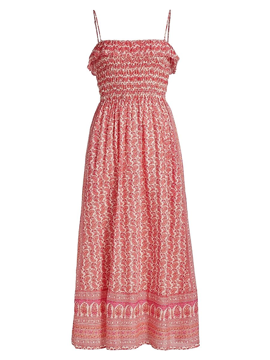 Women's Larkin Paisley Cotton-Silk Midi-Dress - Paloma Pink - Size Medium