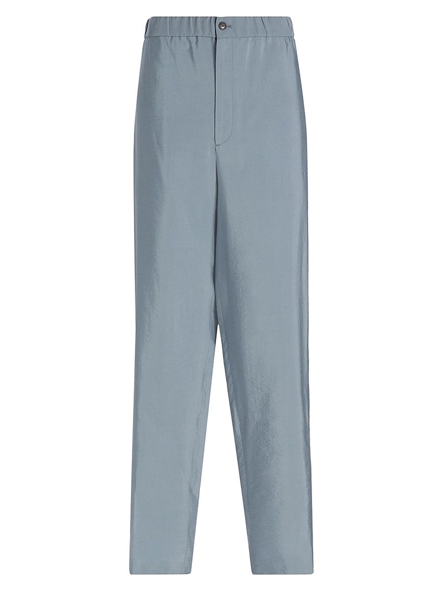 Men's Relaxed Silk-Nylon Trousers - Solid Dark - Size 36