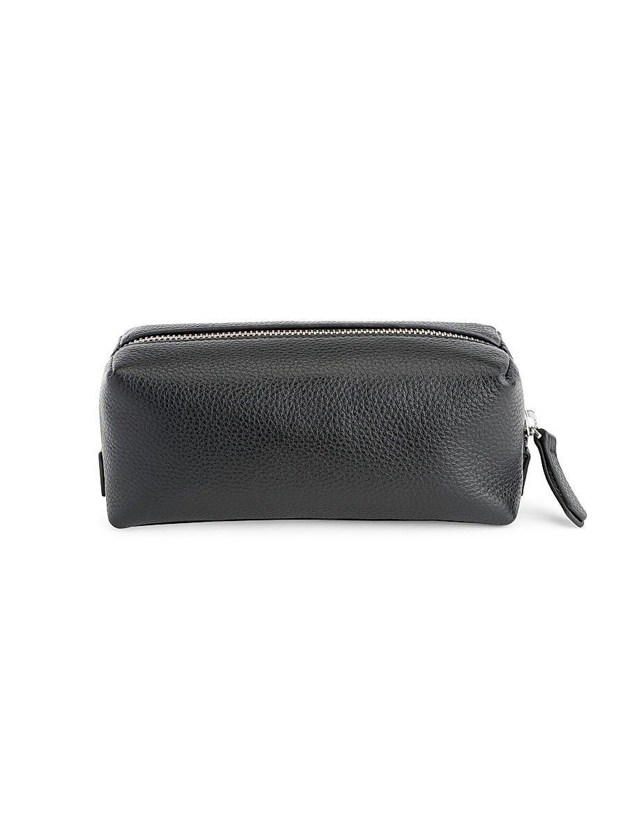 Women's Zipper Leather Travel Utility Bag - Black