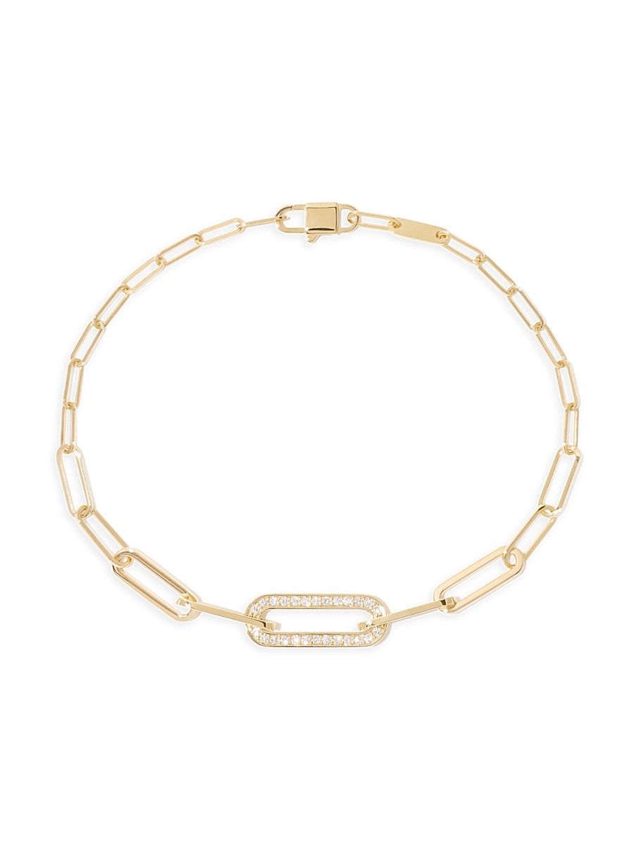 Women's Maillon 18K Yellow Gold & 0.12 TCW Diamond Paper Clip Chain Bracelet - Yellow Gold
