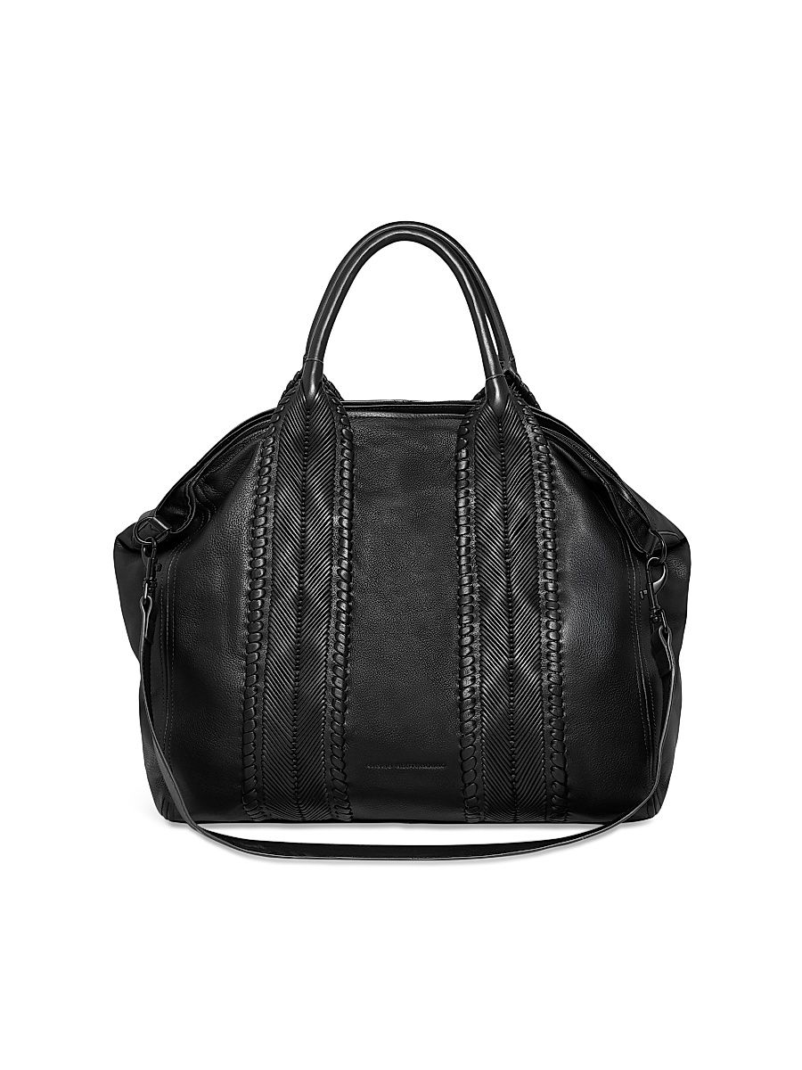 Women's All For Love Leather Convertible Top Zip Tote Bag - Black