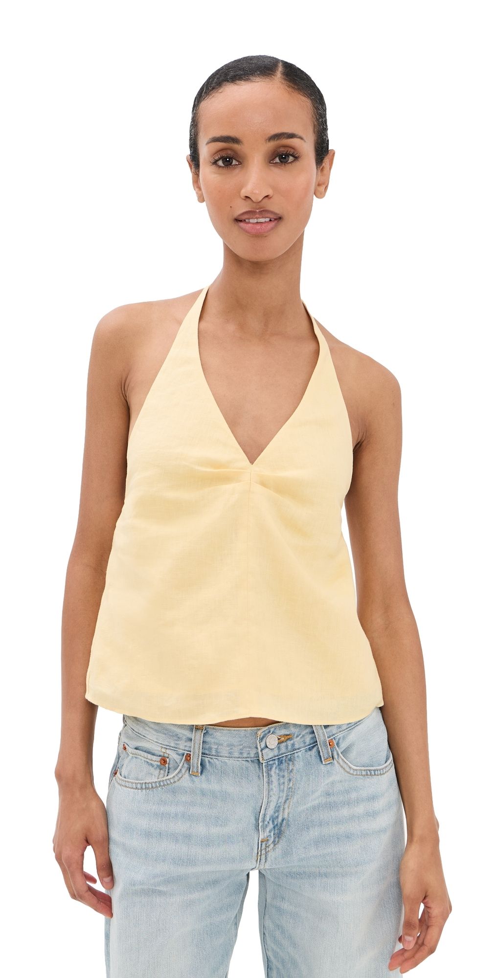 STAUD Corso Linen Top Butter S