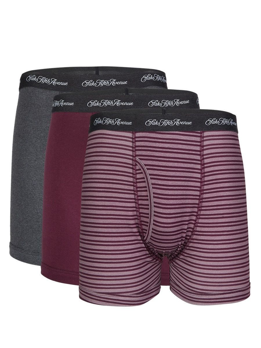 Saks Fifth Avenue Men's COLLECTION 3-Pack Boxer Briefs - Elder Berry Combo - Size XL