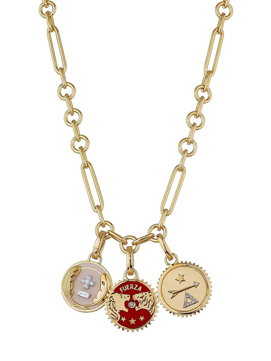 Women's Dream, Strength & Vivacity 18K Yellow Gold, Enamel & 0.12 TCW Diamond Necklace - Yellow Gold