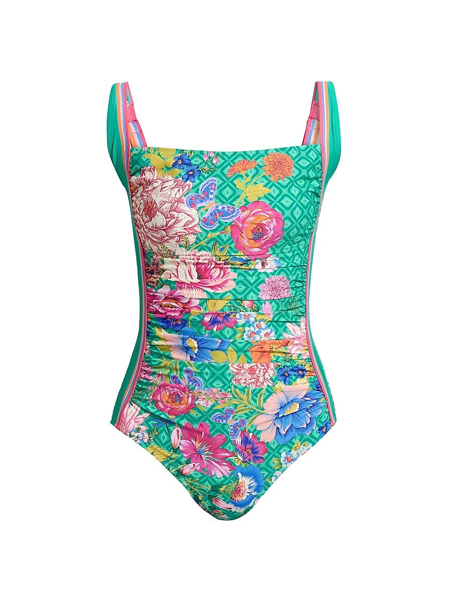 Women's Marilyn Sweetspire Print Ruched One-Piece Swimsuit - Sweetspire - Size XXL