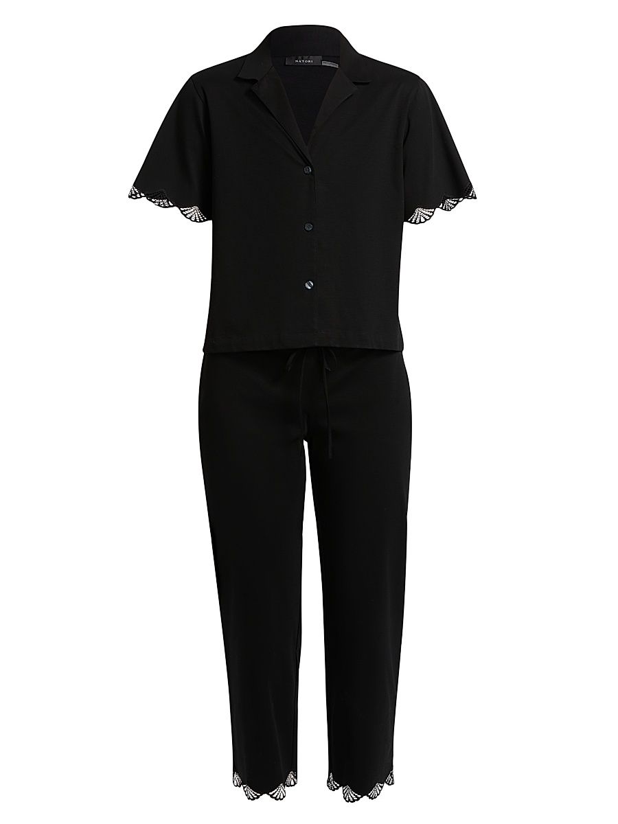 Women's Bliss Serenity Cotton Pajamas - Black - Size Medium