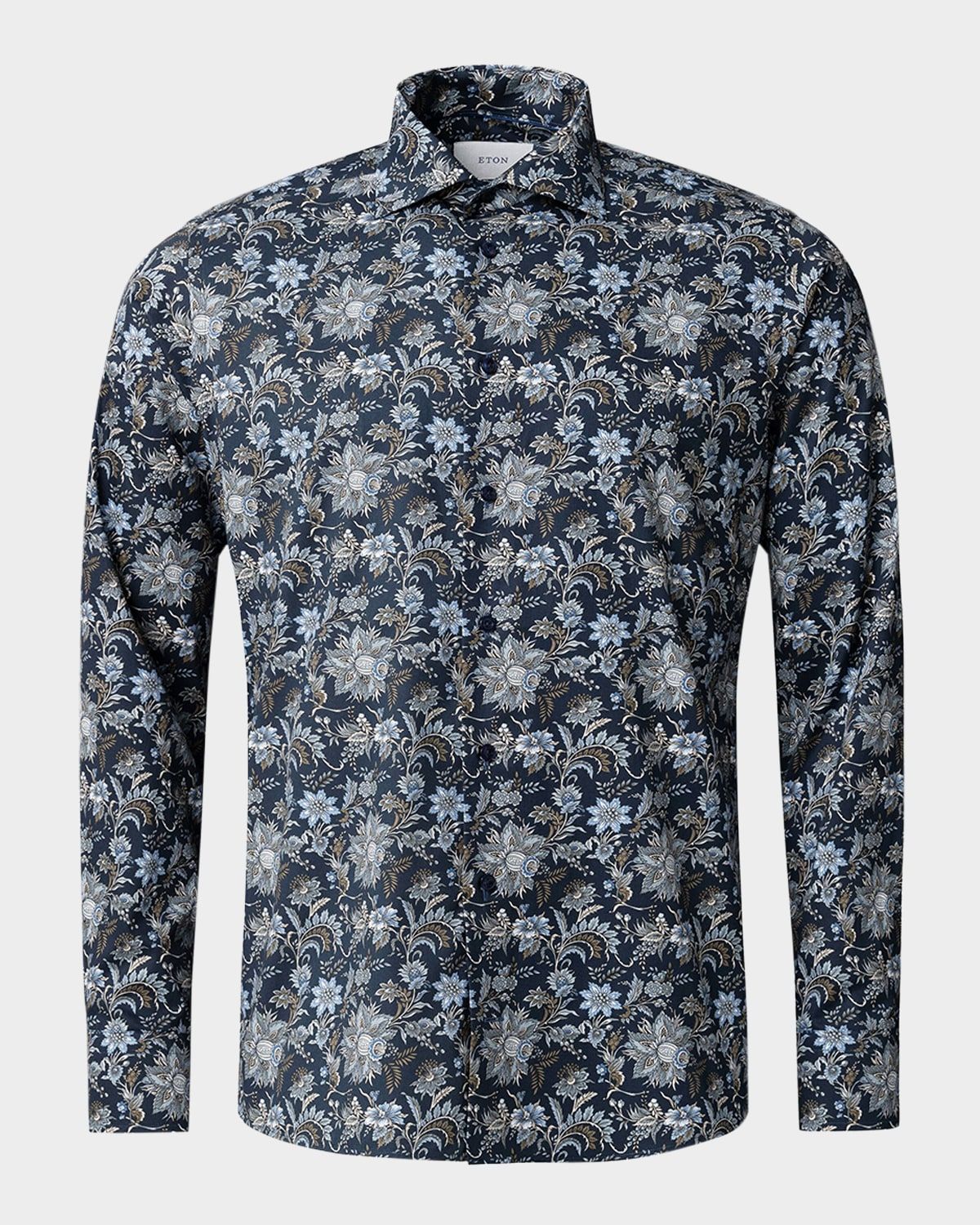 Men & apos;s Slim Fit Organic Cotton Floral Dress Shirt