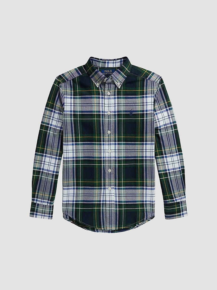 Polo Ralph Lauren Boy's Little Boy's & Boy's Plaid Cotton Oxford Shirt - White Green Multi - Size 8