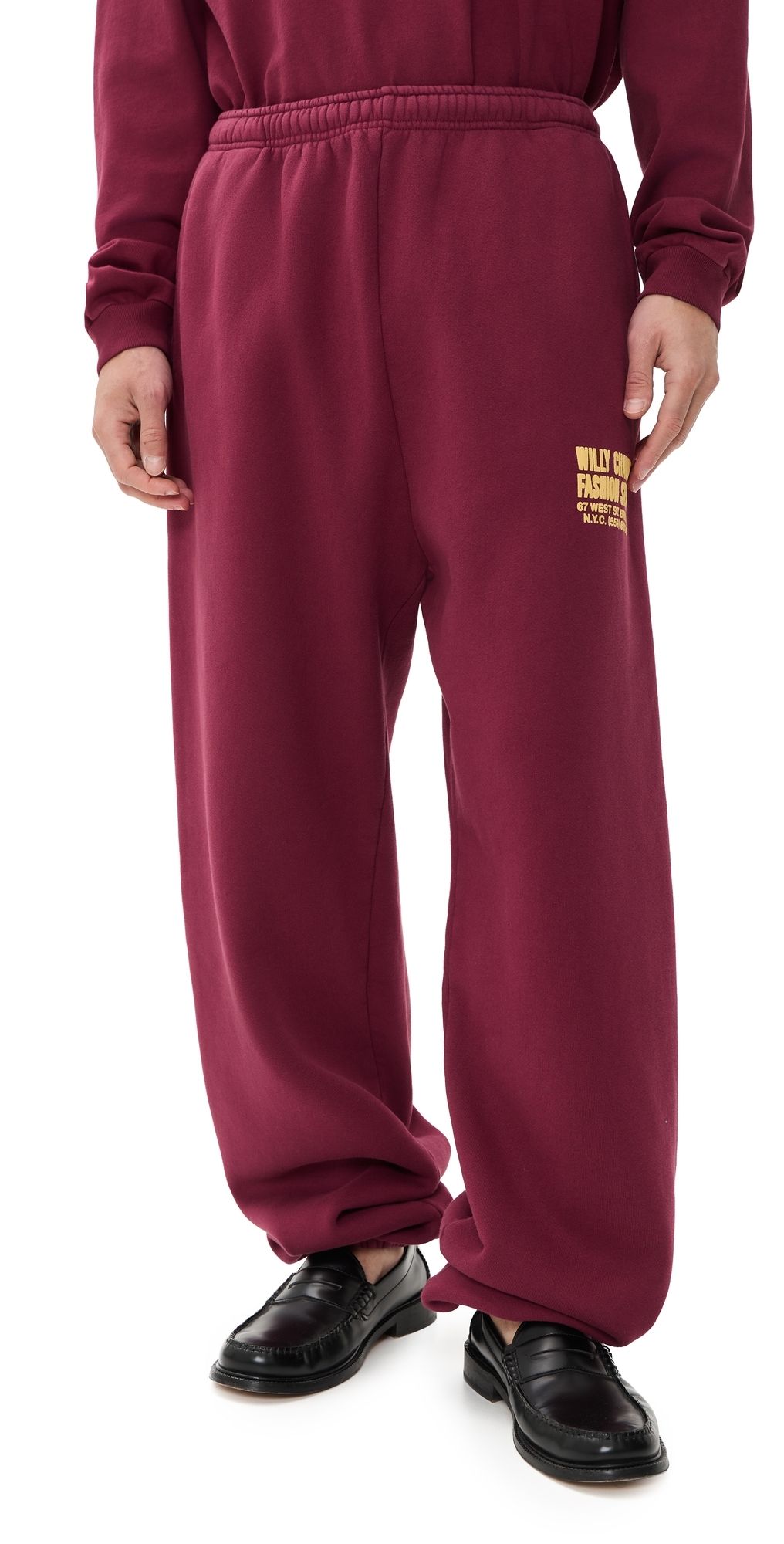 Willy Chavarria Willy Chavarria Fashion Services Buff Sweatpants Bordeaux XL