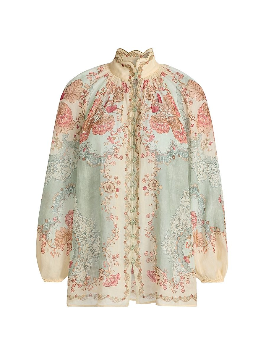 Women's Daylight Floral Ramie Blouse - Wallpaper Floral Mint - Size 10