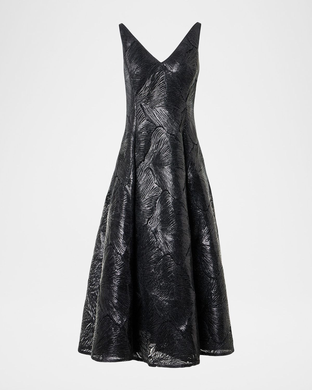 Lacquered Sea Faille Sleeveless Midi Dress