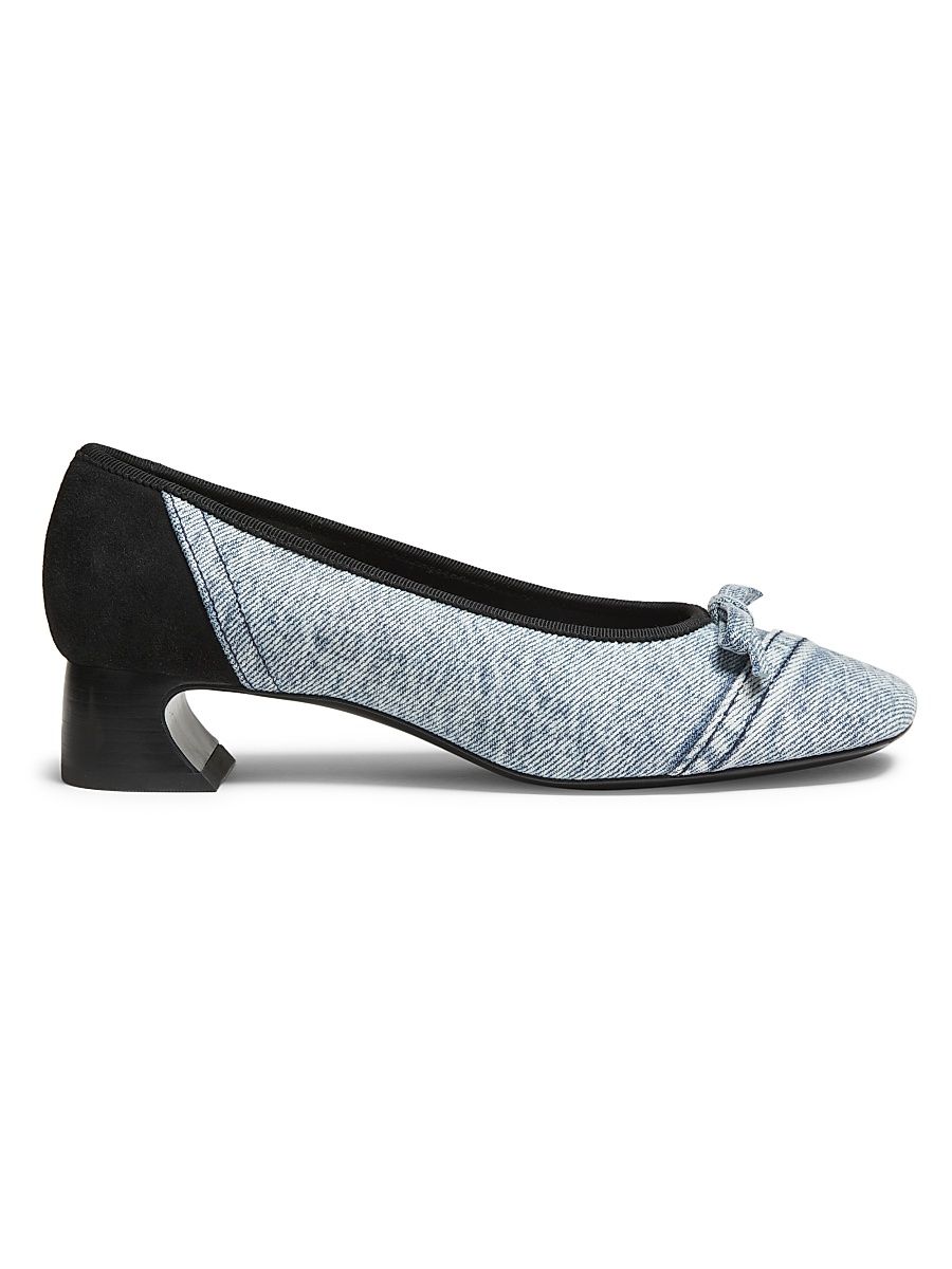 Women's Soft Ballerina 30MM Crescent Pumps - Denim Black - Size 8
