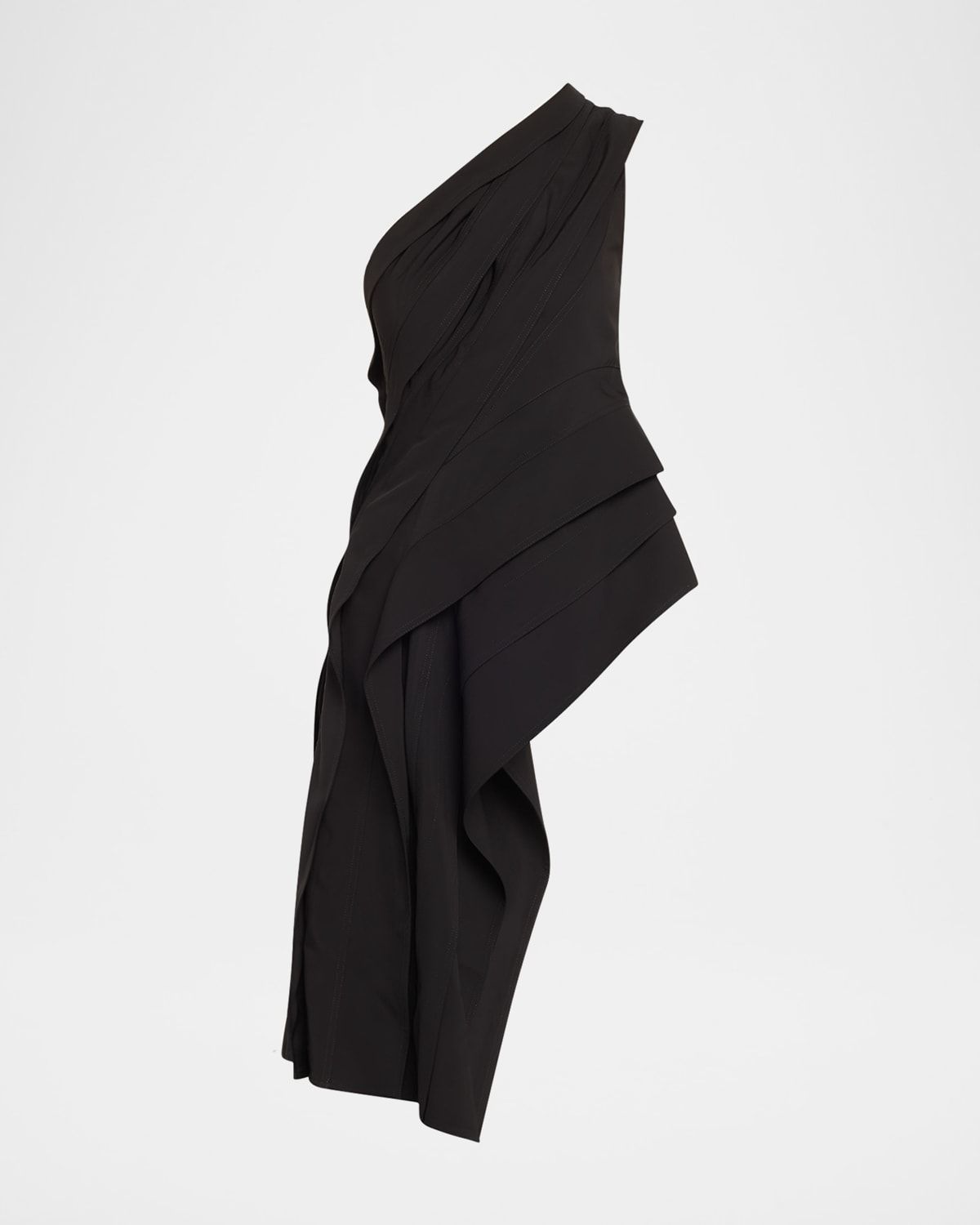 One-Shoulder Draped Fluid Viscose Top