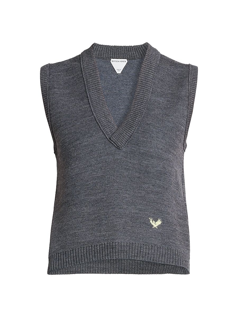 Women's Logo Wool Sweater Vest - Thunder - Size Small