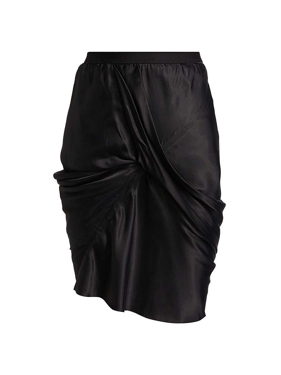 Women's Seb Draped Bias-Cut Satin Miniskirt - Black - Size 6