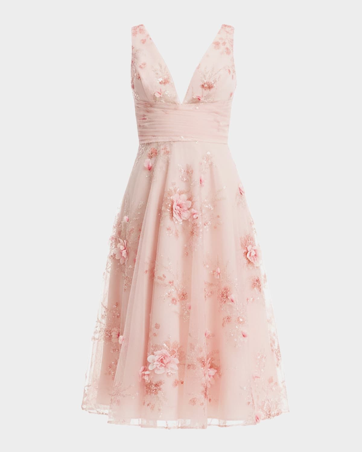 Posie Floral Applique Sequin Midi Dress