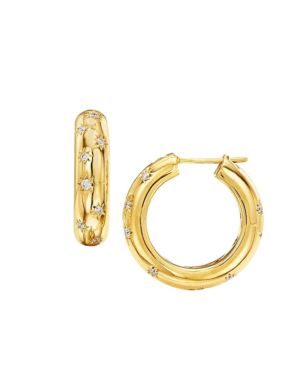 Women's Celestial 18K Yellow Gold & Diamond Cosmos Large Hoop Earrings - Yellow Gold